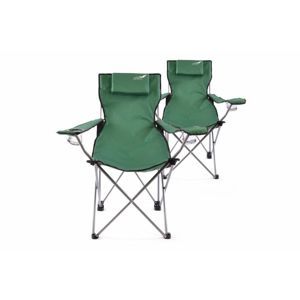 Divero 35943 Sada 2 ks skládací kempingová židle s polštářkem - zelená