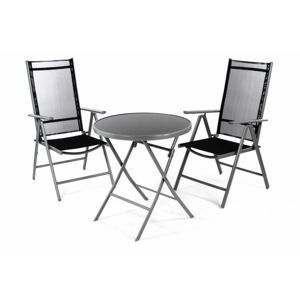 Garthen 36492 Zahradní balkónový set židle a stůl - černé