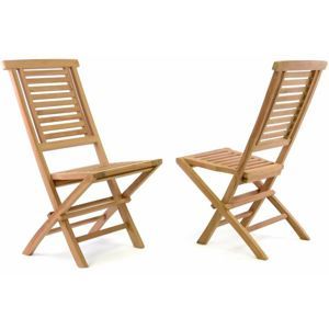 Divero Hantown 41623 Sada 2 ks Skládací zahradní židle - týkové dřevo