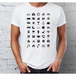 Cestovní tričko s ikonami bílé