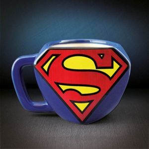 CurePink Keramický hrnek DC Comics 3D Superman objem modrý GIFPAL132 500 ml