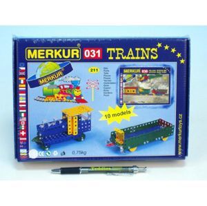 Merkur 031 Stavebnice Železniční modely 10 modelů 211ks v krabici 26x18x5cm