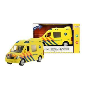 Teddies Auto ambulance plast 22cm na baterie se světlem se zvukem v krabici