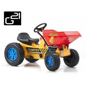 G21 Classic Šlapací traktor s čelním nosičem žluto/modrý