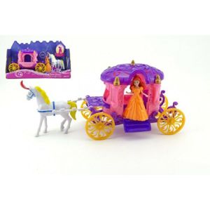 Kůň s kočárem + panenka plast v krabici