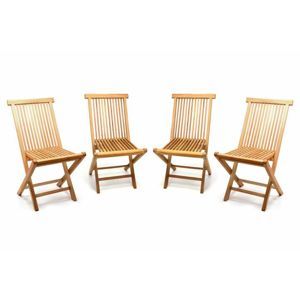 Divero 57023 Sada 4 kusů - zahradní skládací židle - týkové dřevo