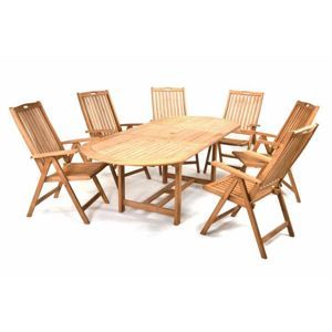 DIVERO 2349 Zahradní nábytek z týkového dřeva - 1x stůl, 6x židle