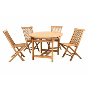 DIVERO 2296 Zahradní nábytek z týkového dřeva - 1x stůl, 4x židle