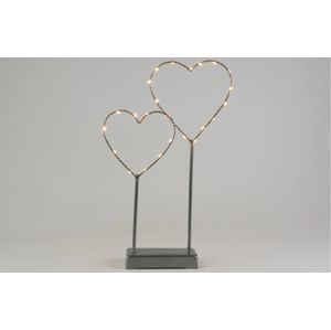 Vánoční LED dekorace - kovové srdce - 25 LED šedá Nexos D57388