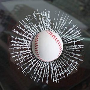 3D Samolepka - rozbité sklo - Baseballový míček