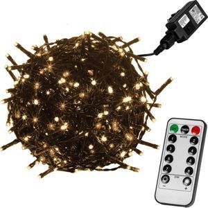 VOLTRONIC® 59741 Vánoční LED osvětlení 10 m - teple bílá 100 LED + ovladač - zelený kabel