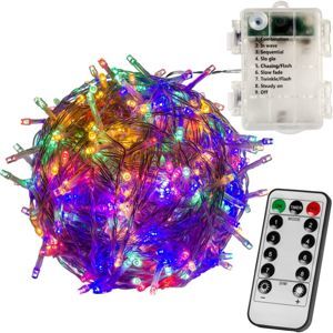 VOLTRONIC® 59577 Vánoční LED osvětlení 10 m - barevné 100 LED + ovladač BATERIE