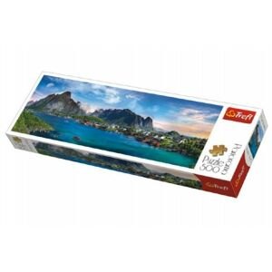 Puzzle Lofoten Archipelago, Norsko panorama 500 dílků 66x23,7cm v krabici 40x13x4cm