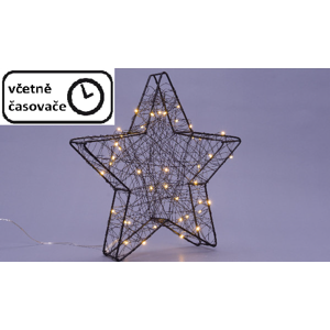 Nexos 64658 Vánoční kovová hvězda s 3D efektem - černá, 25 LED diod