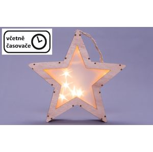 Nexos 65861 Vánoční dřevěná hvězda s 3D efektem, 8 LED