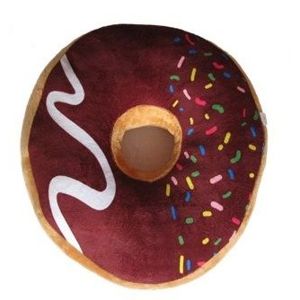Polštář donut 3D - hnědý s barevnou posypkou