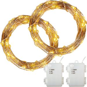 VOLTRONIC Sada 2 kusů světelných drátů - 50 LED, teplá bílá