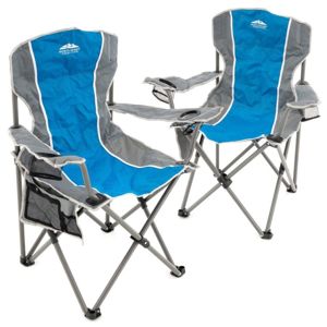 Sada 2 ks skládacích židlí - šedá/modrá