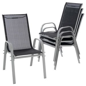 Sada 4 ks stohovatelných židlí, černé, šedý rám