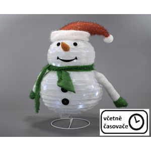 Nexos Vánoční dekorace - sněhulák, 30 LED, 58 cm