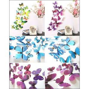 3D motýlci na stěnu - růžová