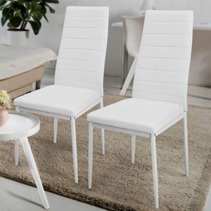 Miadomodo 74690 Sada jídelních židlí s PU kůží, bílé, 2 ks