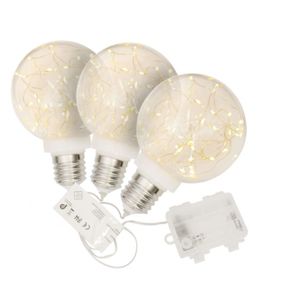 Vánoční dekorace žárovka, sada 3 ks, 40 LED, teple bílá