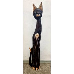 Dřevěná socha kočka, 100 cm MIX dekorů