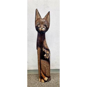 Dřevěná socha kočka, 60 cm MIX dekorů