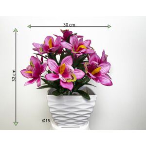 Umělá květina - orchidej v květináči - světle růžová, 32 cm