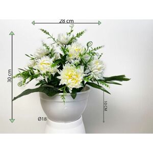 Dekorativní umělá chryzantéma v květináči, bílá, 30 cm
