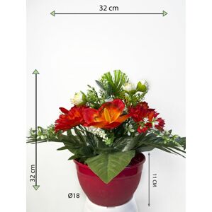 Dekorativní miska s umělou růží a orchidejí, oranžová, 32 cm
