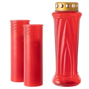 Nexos  85949 Smuteční svíčka, červená, 28 cm, 3 kusy