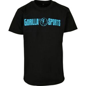 Gorilla Sports Sportovní tričko, černo/neonově tyrkysová 2XL