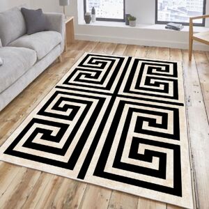 Pletený koberec s geometrickým vzorem, 100 x 300 cm, béžový